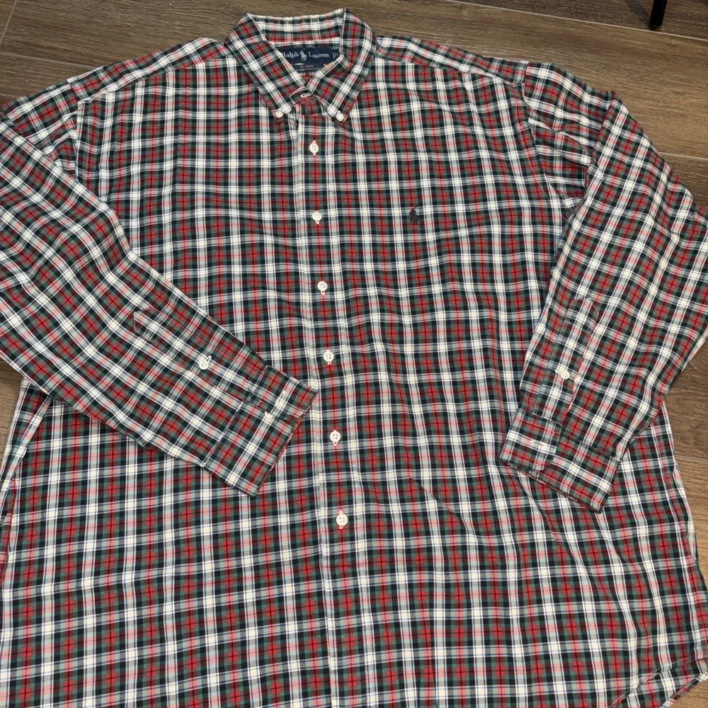 Polo Ralph Lauren Blake Mens Shirt Long Sleeve Button-Down XL Red Green Xmas